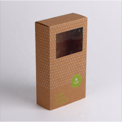 Small Size Brown Natural Kraft Material Cardboard Paper Packaging Gift Box With Transparent Clear Window